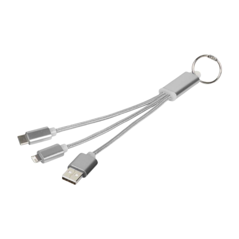 Metal 3-in-1 charging cable silver
