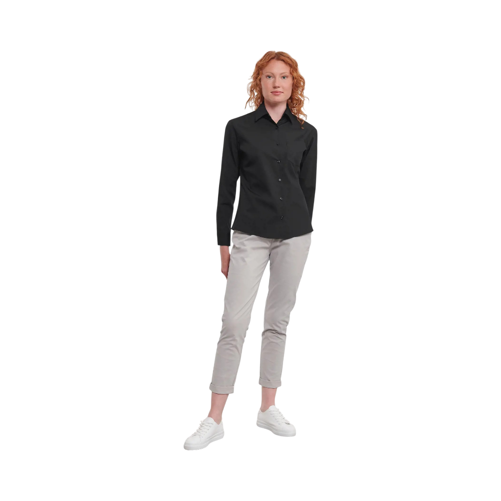 PDP - russellladieslslclassicpurecottonpoplinshirt square #00000000 background