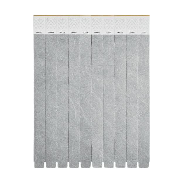 ICON - tyvekonesheetof10wristbands silver