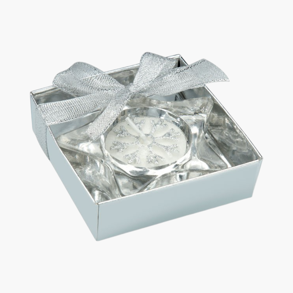 PDP - stariostarshapedglasstealightcandleholderinsilverbox square #F8F8F8 background