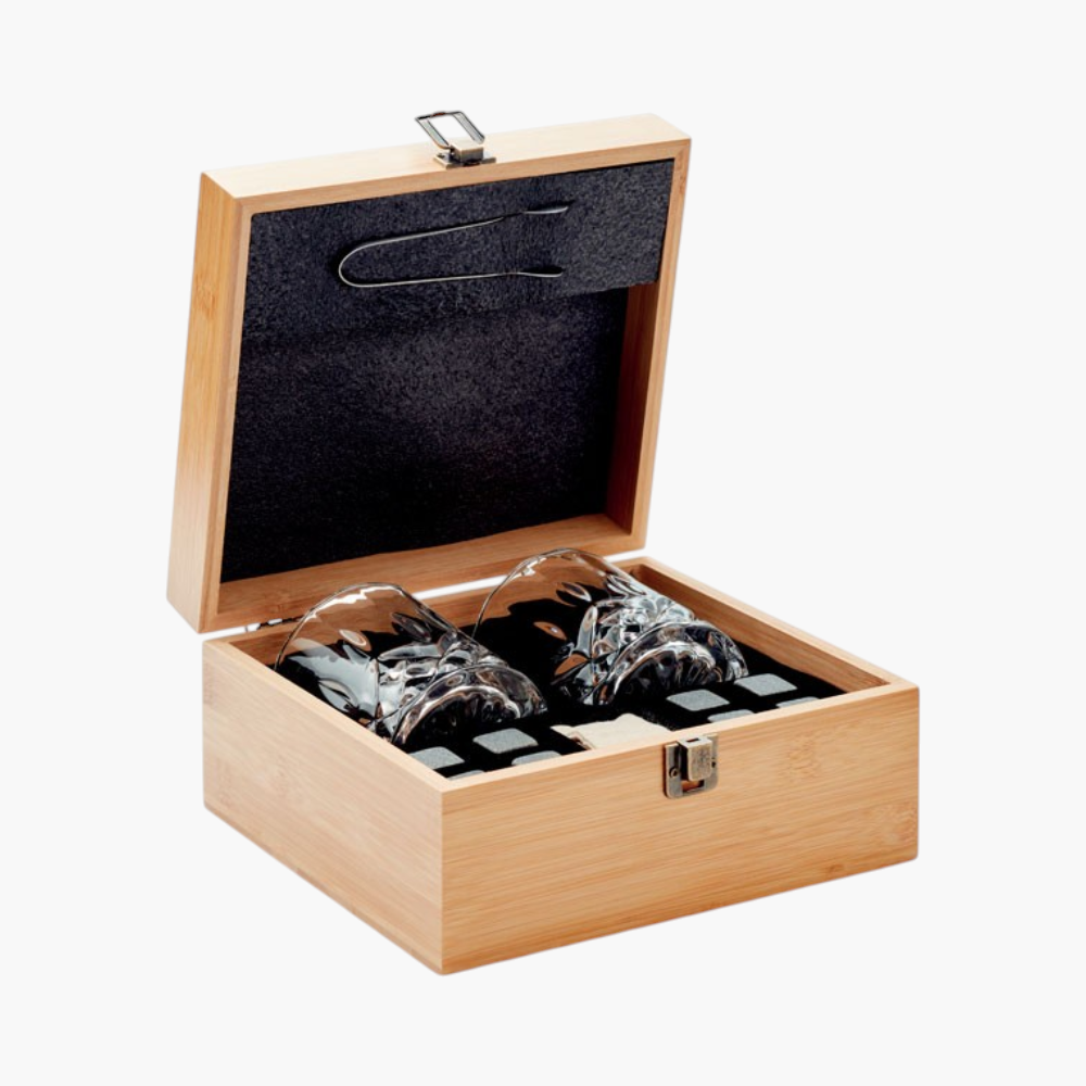 Coffret de Verres à Whisky dans une Boîte en Bambou