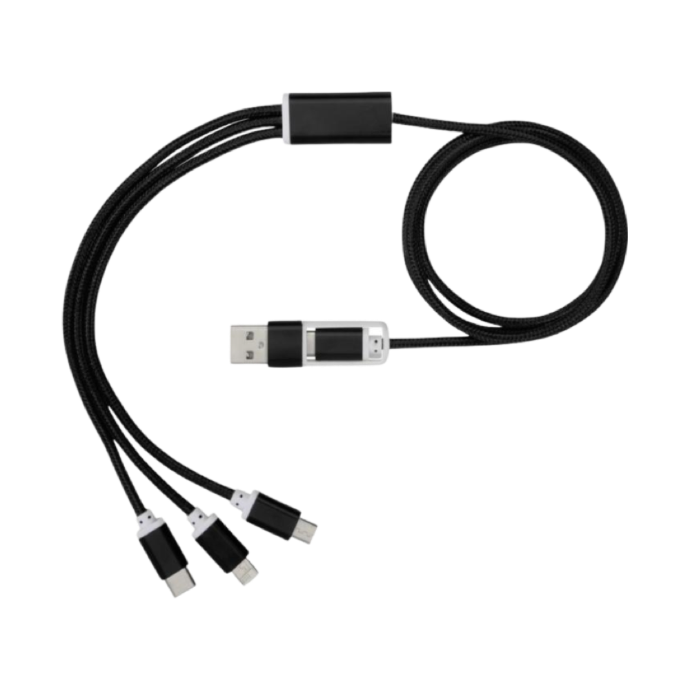 Versatile 5-in-1 charging cable black