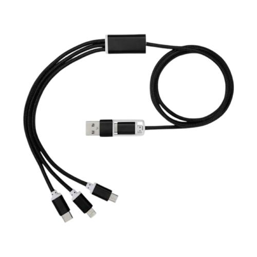 Versatile 5-in-1 charging cable black