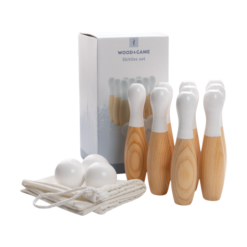 Juego de bolos de madera