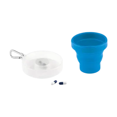 Silicone Foldable Cup with Pill Container