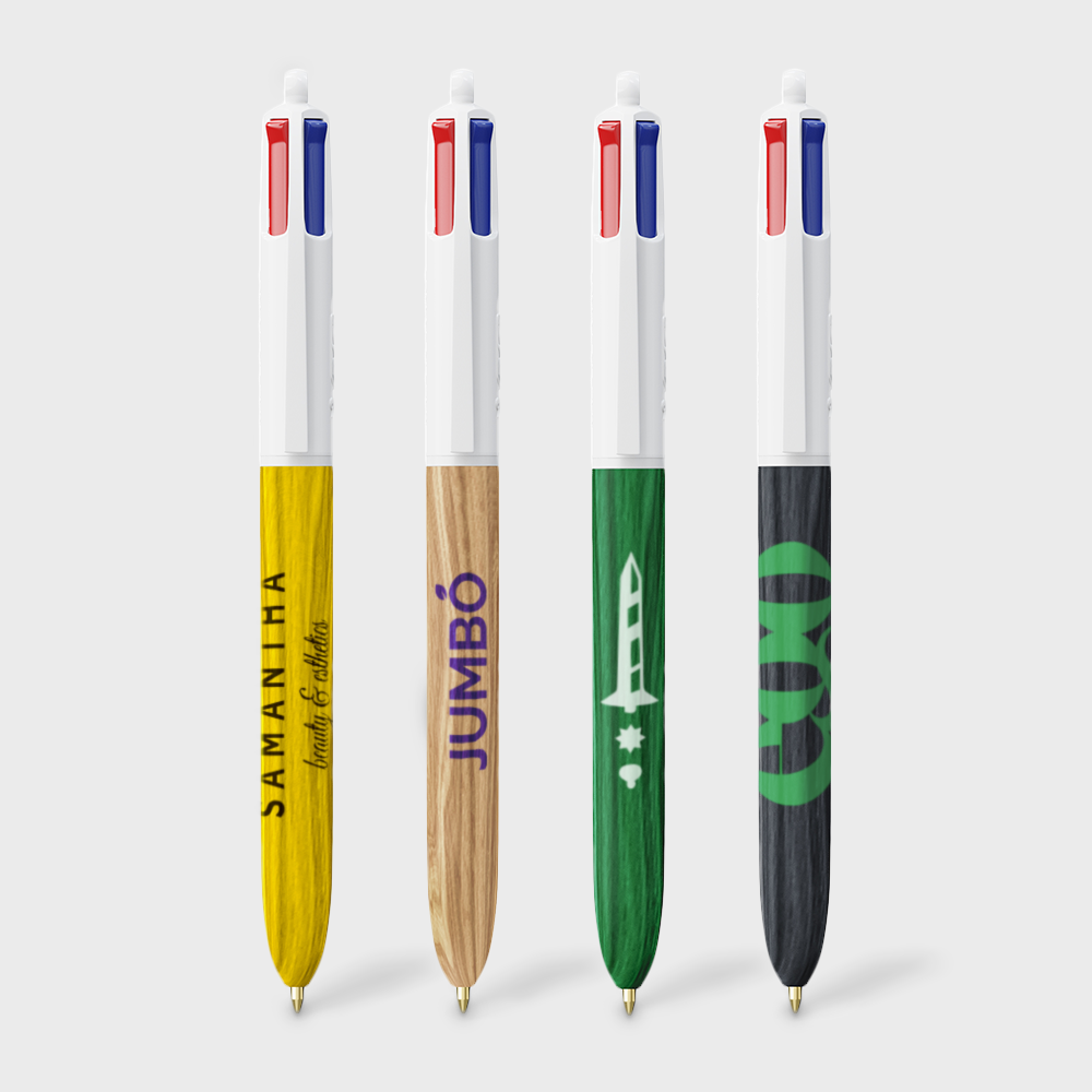 Stylo 4 couleurs style bois BIC®