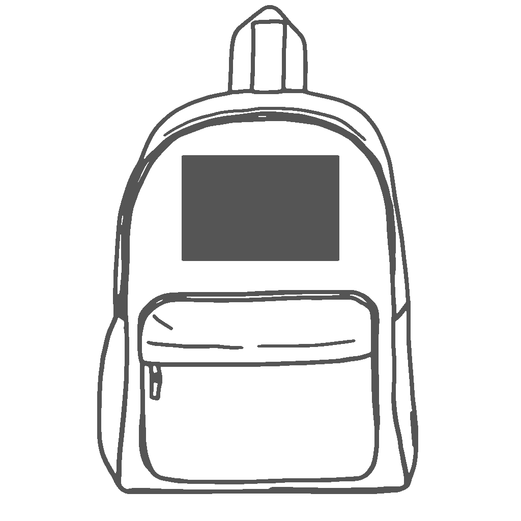 Above Front Pocket | 6H in x 4W in