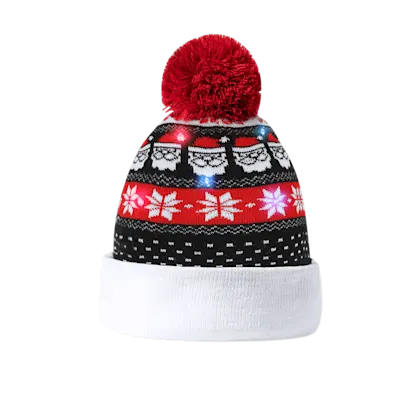 Cappello di Natale LED con Pom Pom