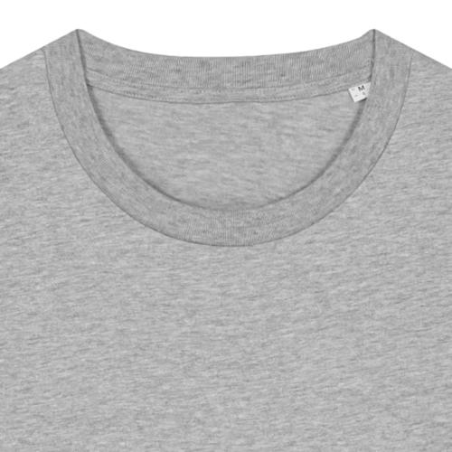 Close-up of crew-neck collar on heather grey Stanley/Stella Creator 2.0 t-shirt