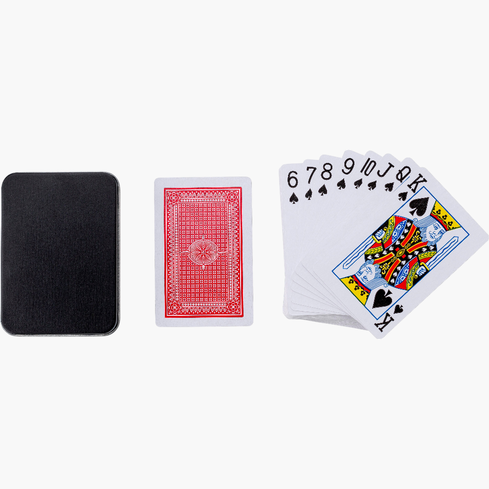 PDP - metaltinwithplayingcardsnathan square #F8F8F8 background