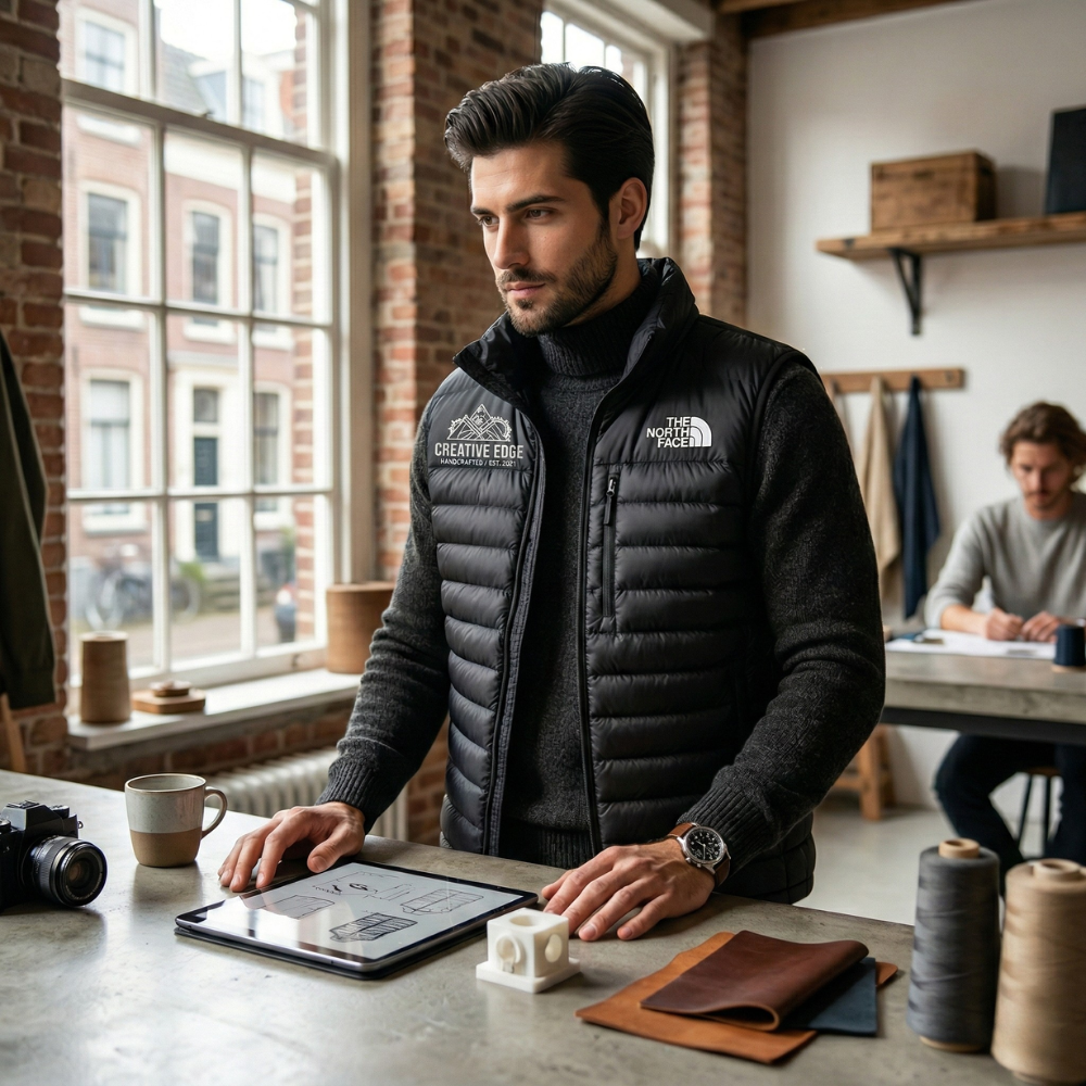 thenorthfacemensterrapeakvest with model