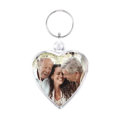 Portachiavi con foto a cuore su due lati