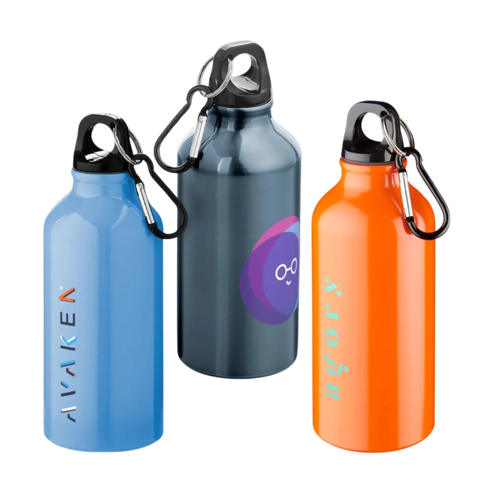 Oregon 400 ml RCS certified recycled aluminium water bottle with carabiner PDP