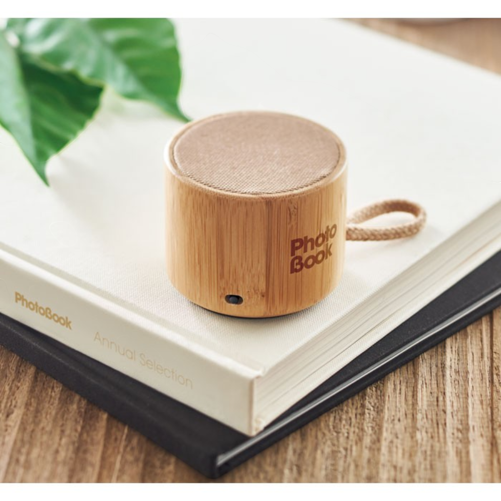 Enceinte sans fil ronde en bambou