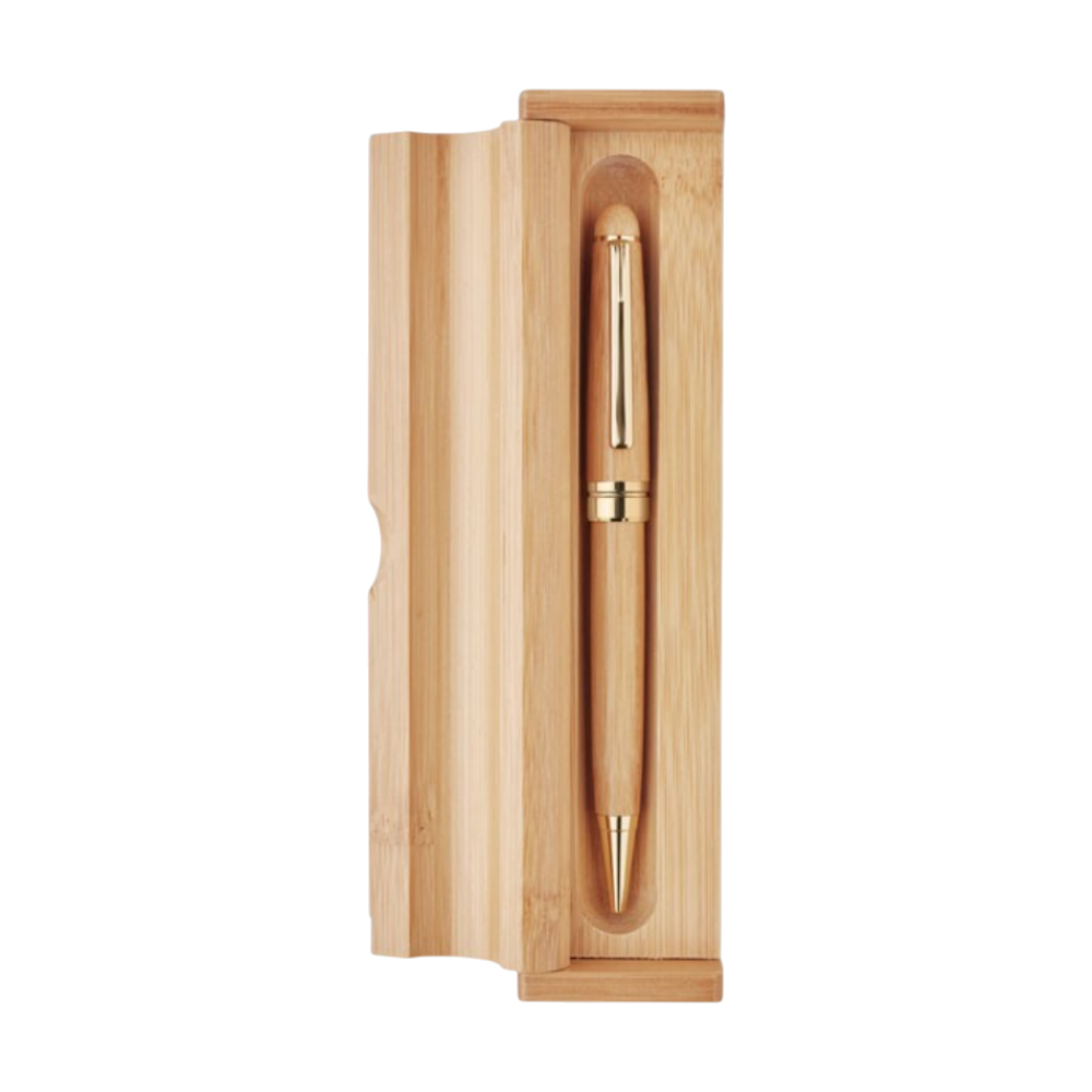 Penna a sfera a rotazione in bambù ETNA in confezione