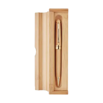 Etna Bamboo Twist Ball Pen In Box