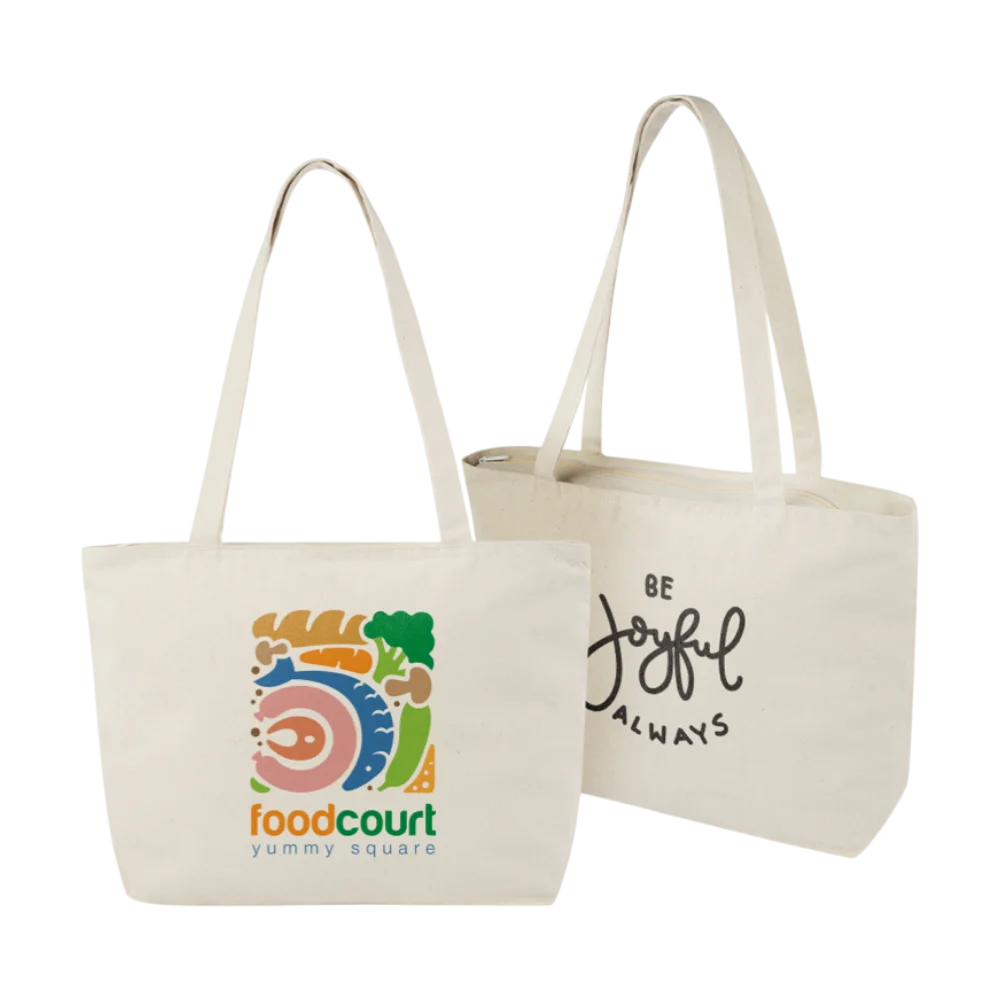 Ningbo 320 gsm zippered cotton tote bag 15L PLP SQ