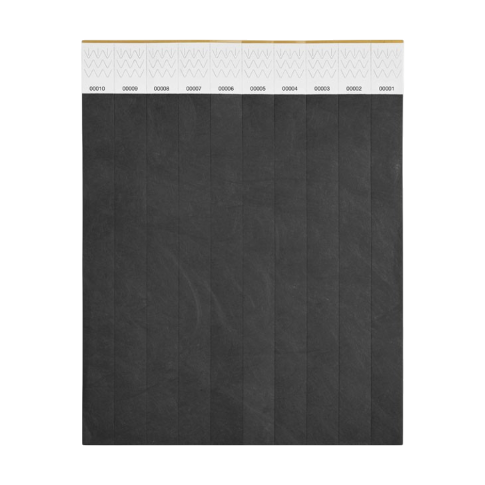 ICON - tyvekonesheetof10wristbands black