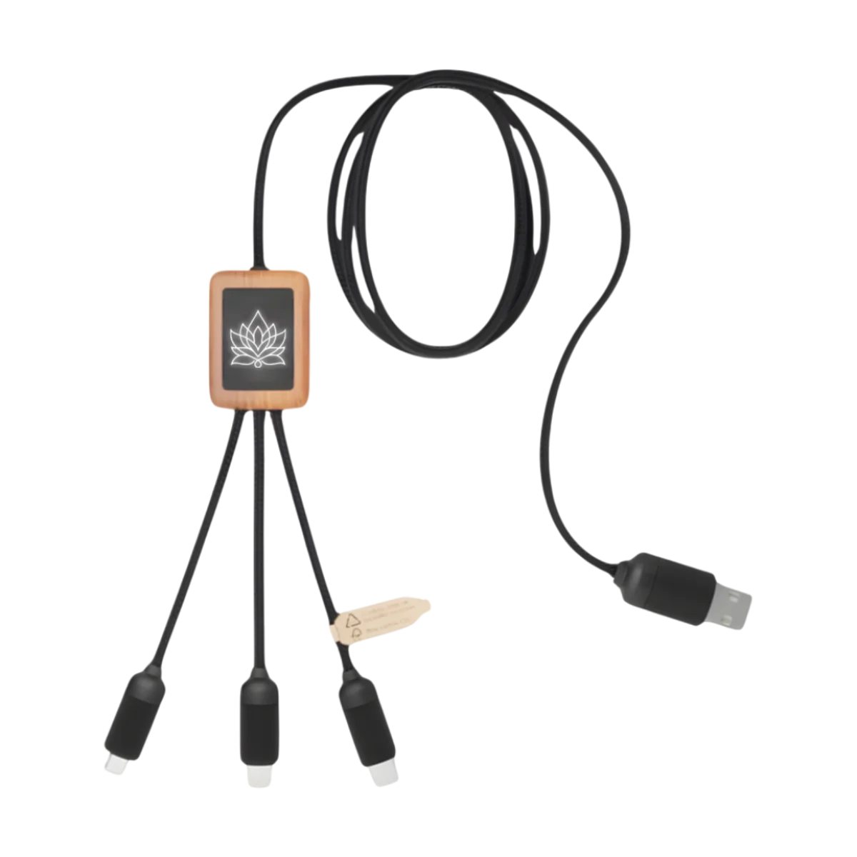 3-in-1 Light Up Recycled PET and Bamboo Cable main image