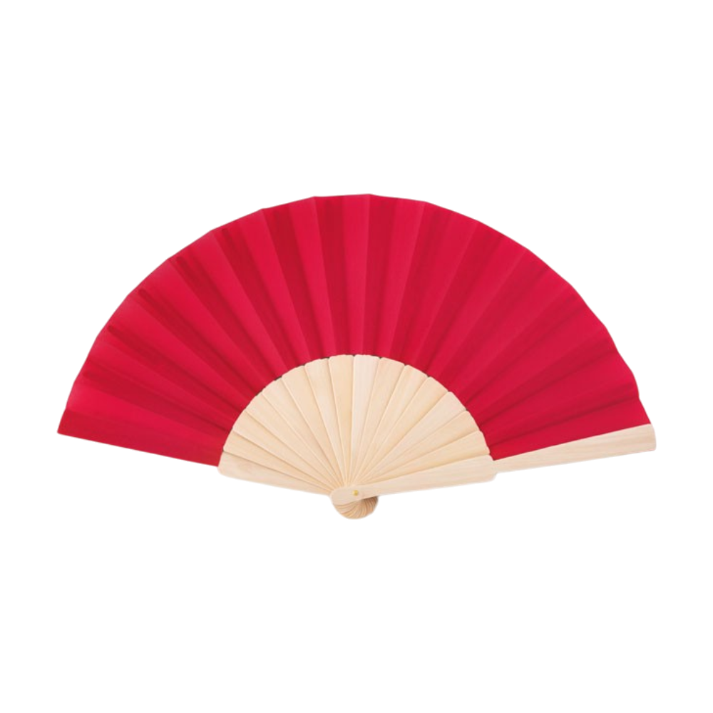 ICON - woodmanualhandfan red