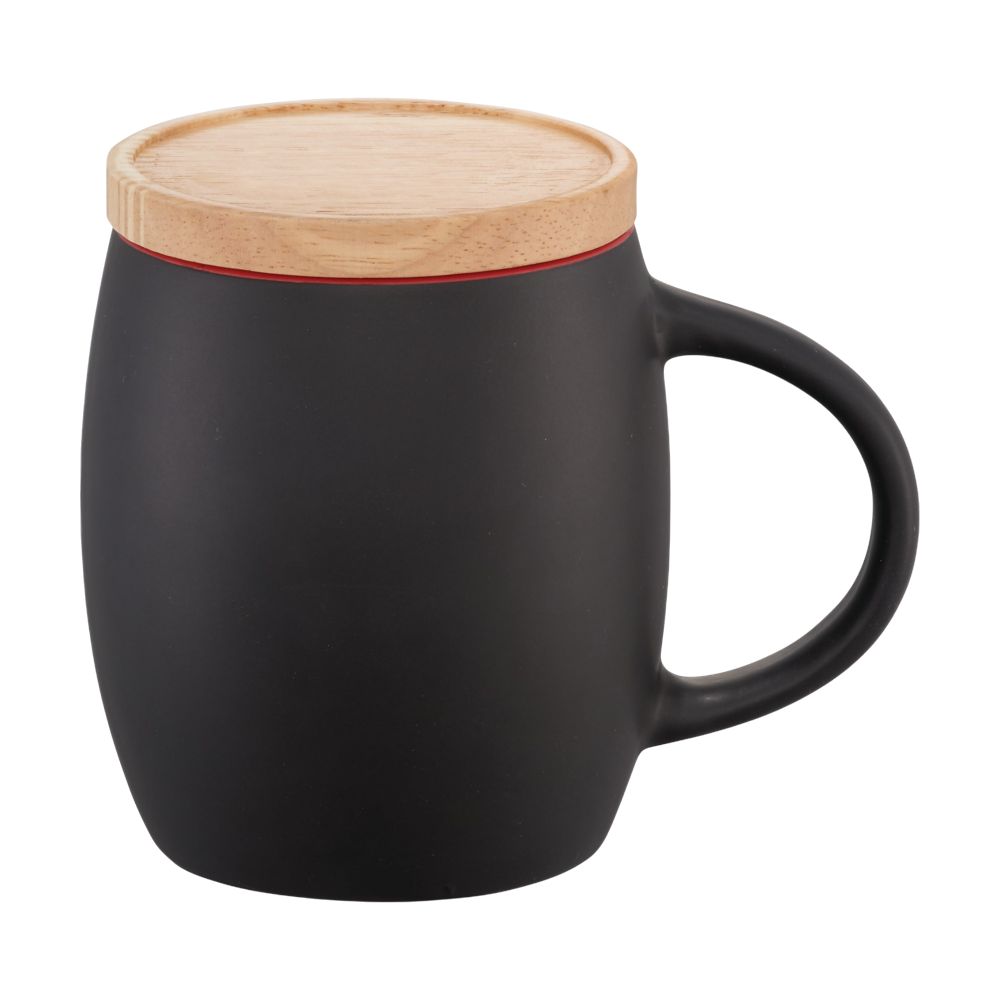 ICON - hearthceramicmugwithwoodlidcoaster15oz black_w_red_trim