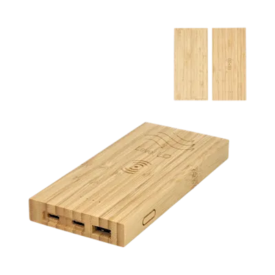Powerbank in Bambù con Ricarica Wireless 8000 mAh