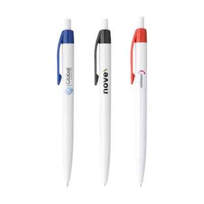 Penna bianca di base con clip colorata
