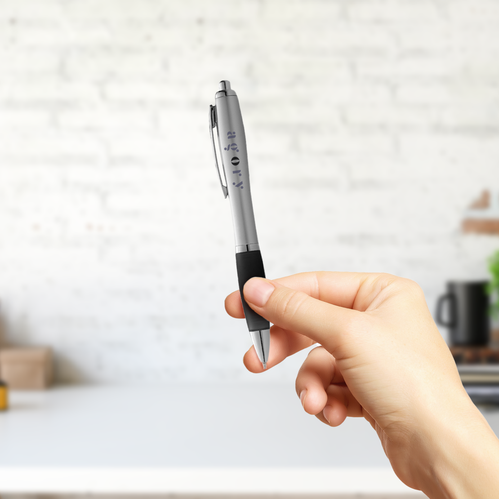 Nash ballpoint pen silver barrel and coloured grip PDP