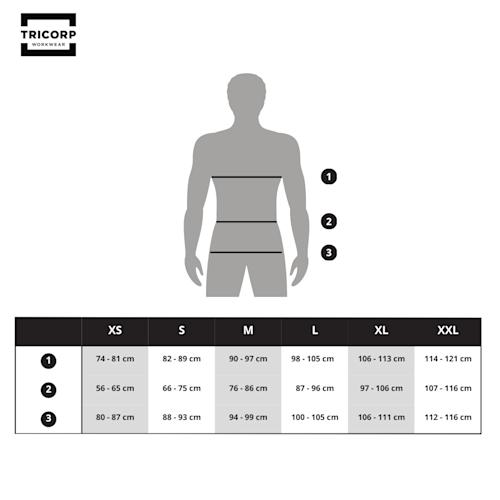 tricorp unisex size chart
