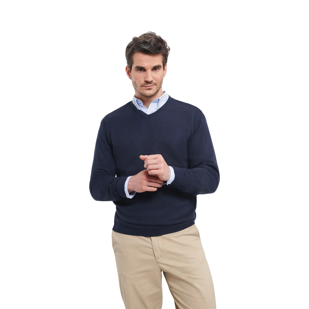 Russell Gebreide Pullover met V-hals