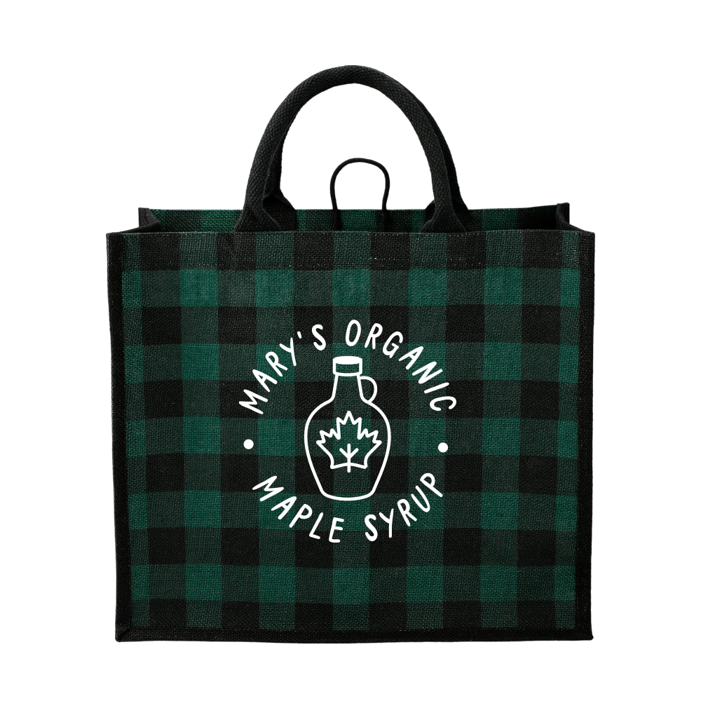 Buffalo Plaid Printed Jute Tote