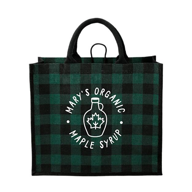 Buffalo Plaid Printed Jute Tote