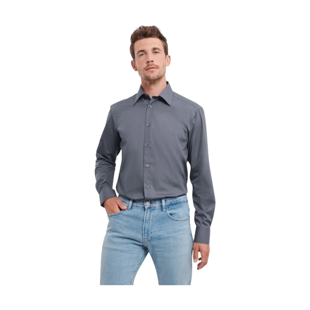 PDP - russellmenlsltailoredpolycotpoplinshirt square #00000000 background