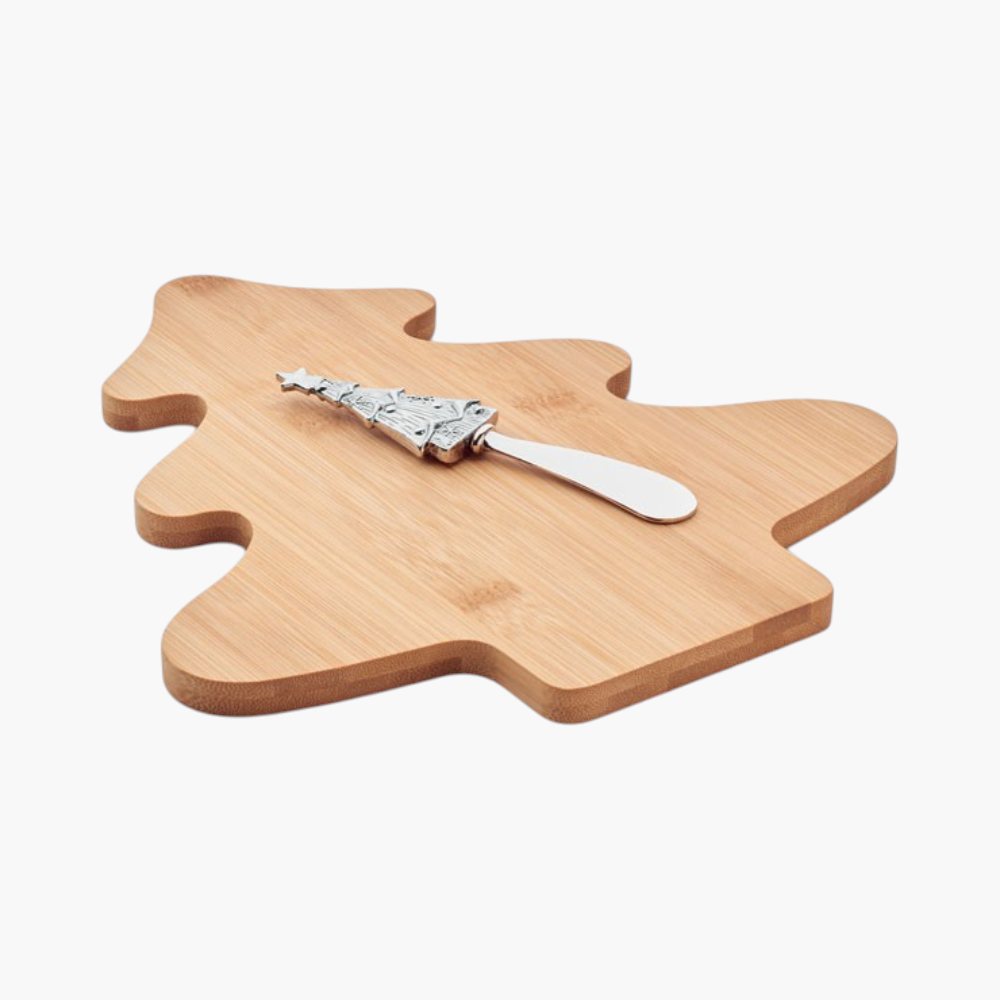 PDP - treechessetreeshapedbamboocheeseboardset square #F8F8F8 background
