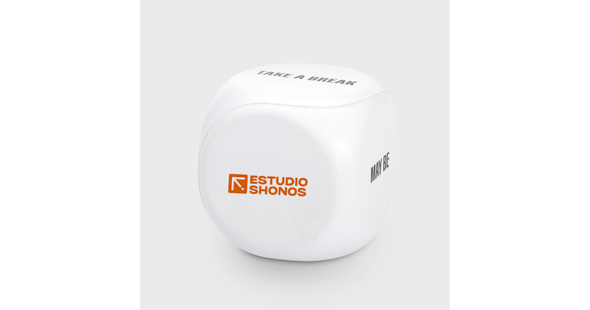 anti-stress bal - dobbelsteen - met tekst - 4,8 cm - PU bedrukken anti-stress bal - dobbelsteen - met tekst - 4,8 cm - PU bedrukken