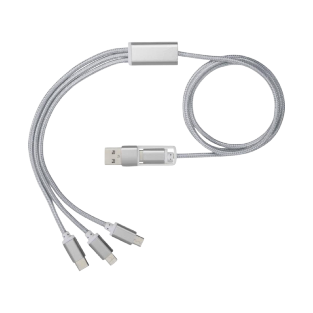 Versatile 5-in-1 charging cable silver