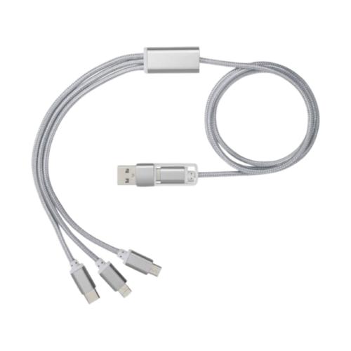 Versatile 5-in-1 charging cable silver