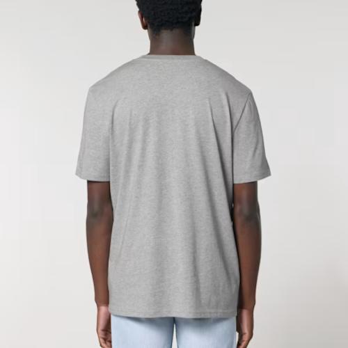 Male model in heather grey Stanley/Stella Creator 2.0 cotton t-shirt, back view