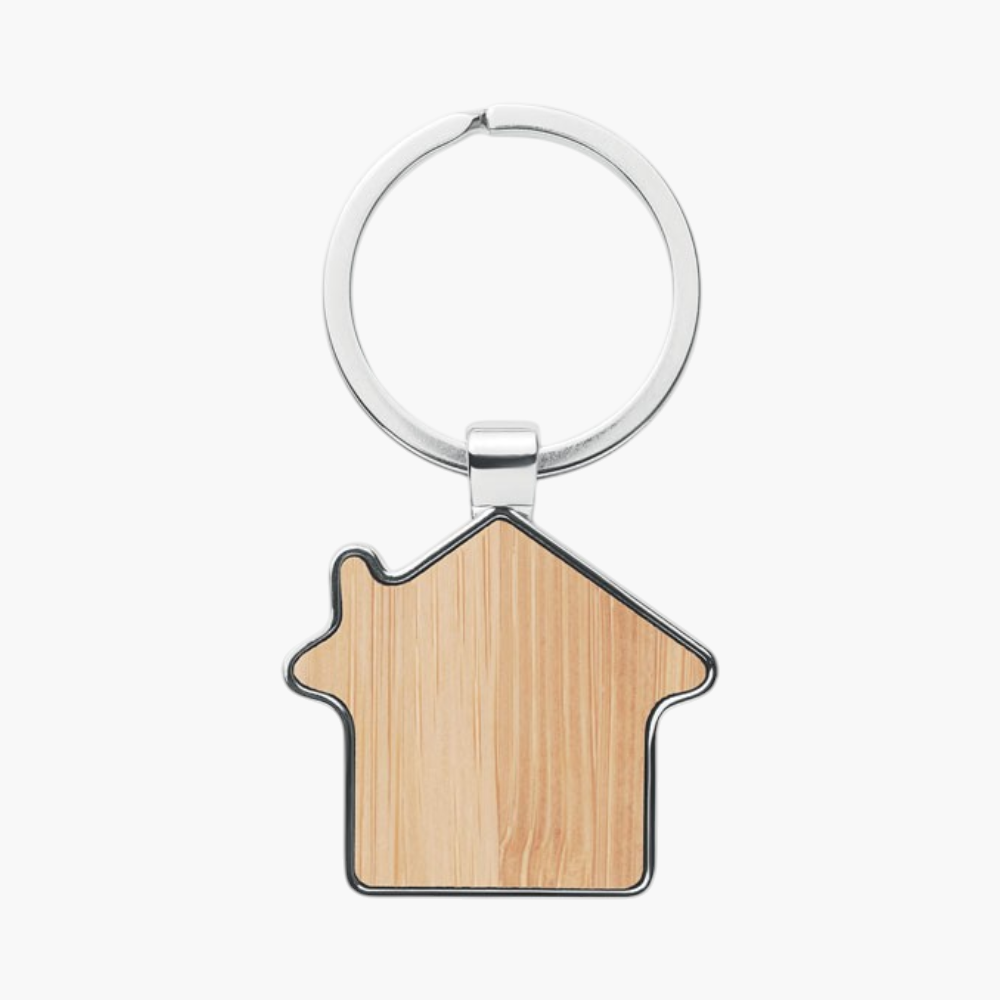 BURNIE House Key Ring Bamboo | HelloPrint