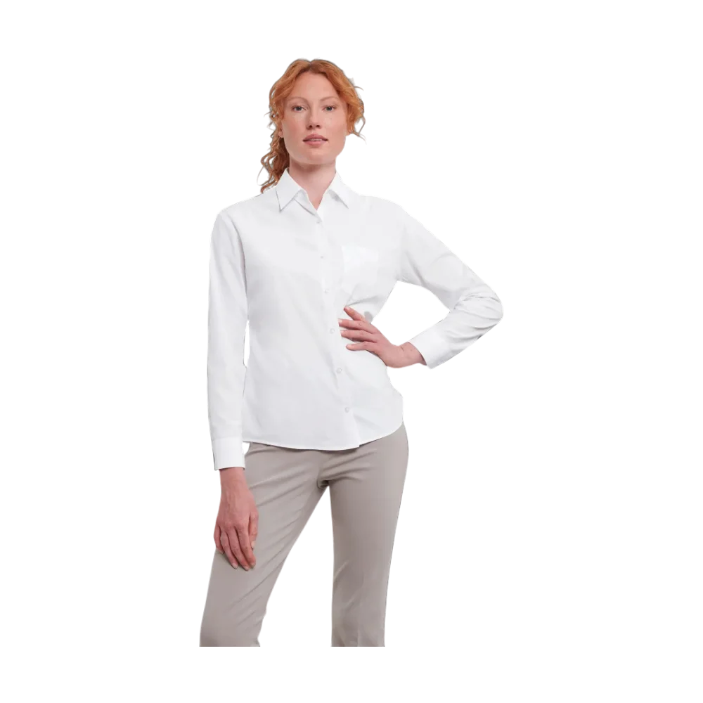 PDP - russellladieslslclassicpolycotpoplinshirt square #00000000 background