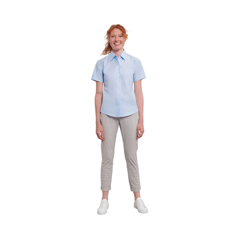 PDP - russellladiesshortsleeveclasoxfordshirt square #00000000 background