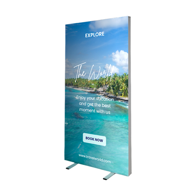 Caisson lumineux LED Brightbox Single avec une affiche de voyage tropical imprimée