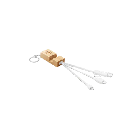 Bamboo Key Ring, Cable and Phone Stand