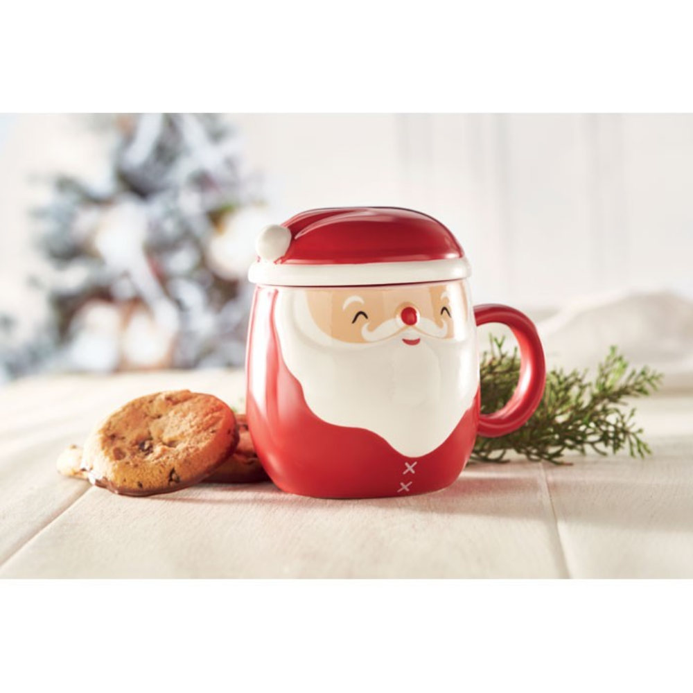 Mug de Noël en céramique avec couvercle et figurine