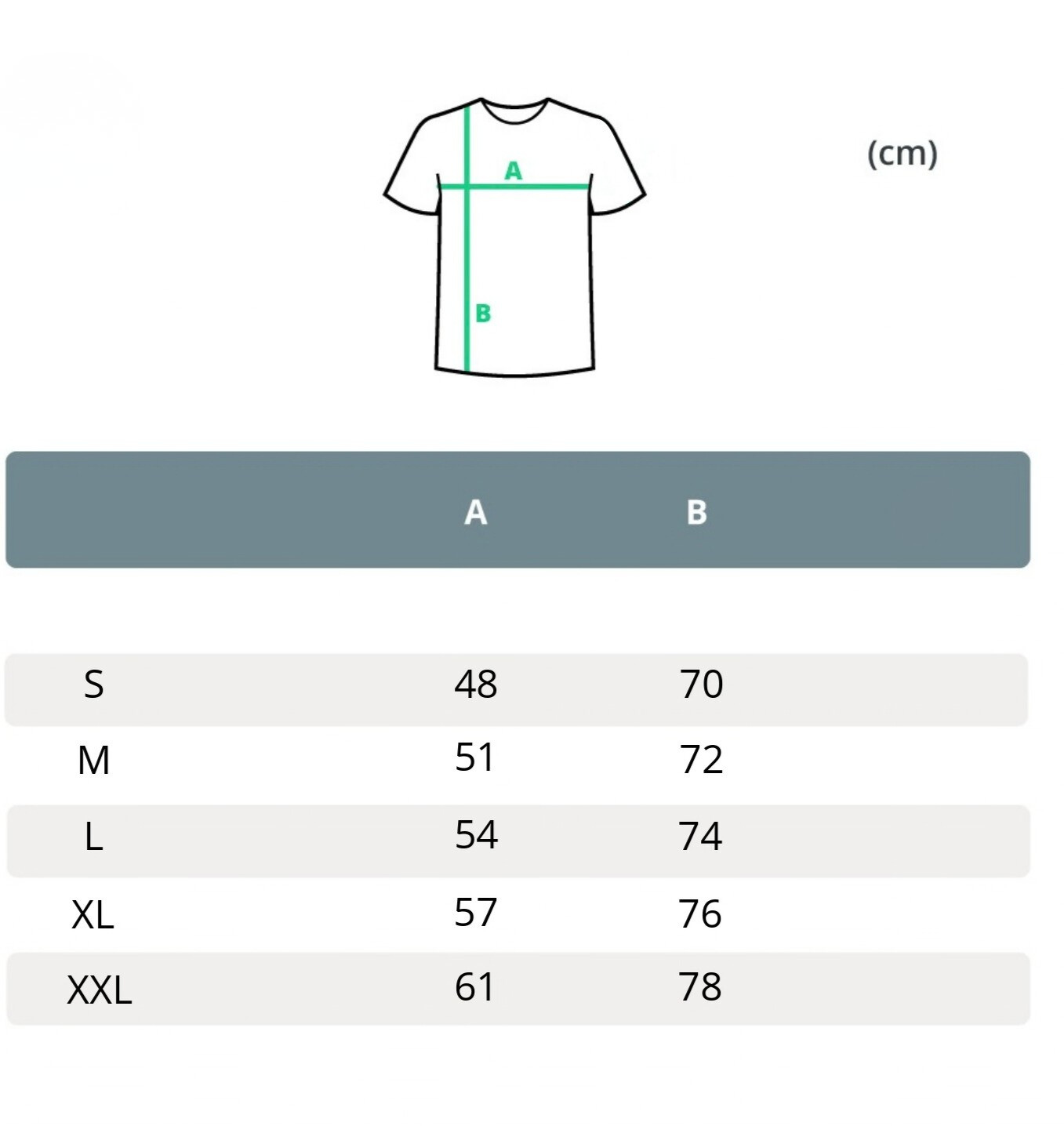 imperialfittshirt190gsm size chart