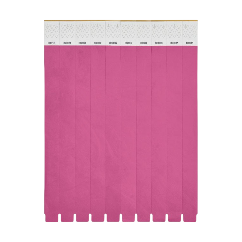 ICON - tyvekonesheetof10wristbands fuchsia