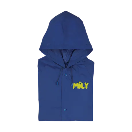 Raincoat with Hood and Snap Button Closure