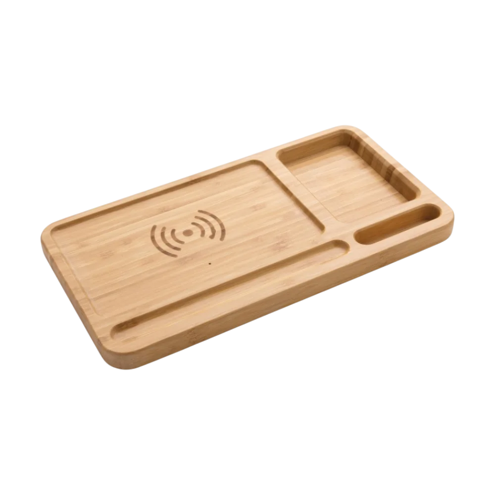 PDP - bamboodeskorganiser10wwirelesscharger square #F8F8F8 background
