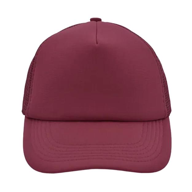 56. 5panelpolyestermeshcap Deep Red