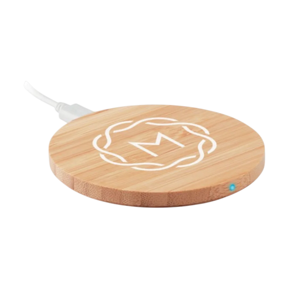PDP - rundowirelesschargerbamboo5w square #F8F8F8 background